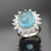 Gemstone Jewelry Sterling Silver Created Blue Topaz and Clear Cubic Zircon Ring