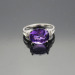 Fine Jewelry 925 Sterling Silver Ring With Oval Cut Created Amethyst and Cubic Zircon Jewelry