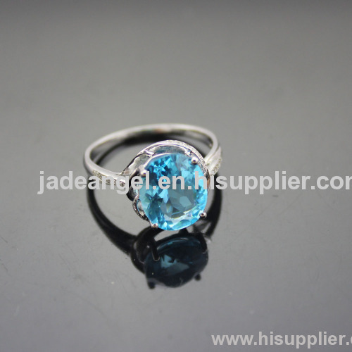 Solid 925 Silver Blue Topaz Ring 925 Silver Jewelry