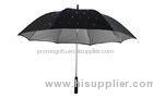 Unique Black LED Light Umbrella , Strong Windproof Rubber Handle