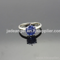 gemstone Jewelry round cut created tanzainte 925 silver ring