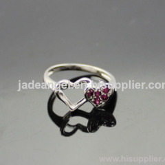 925 Silver Ring,Pave Ruby Cubic Zircon Ring