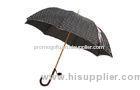 23" Fashion Rain Black Umbrellas / Wooden Handle Straight Hand Tied Rope