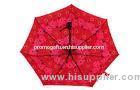 Folding Red Heat Transfer Umbrella , 42 Inch Arc Printed Auto Open