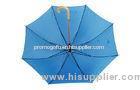 Blue Heat Transfer Umbrella , 46" Walking Stick With Wooden Shaft