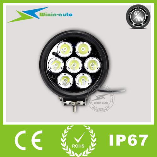 6" 70W ROUND CREE LED Auto Driving Light for cars ships 6800 Lumen WI6701