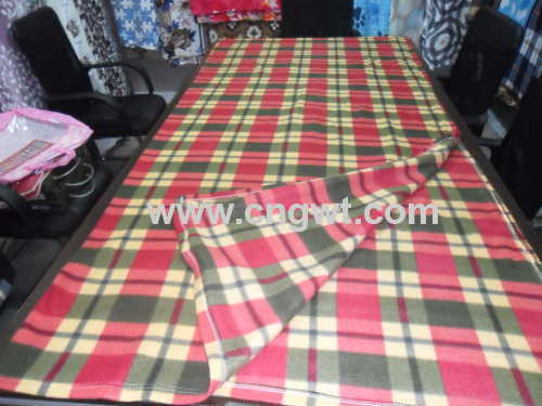 Grid style double sided velvet fleece blanket