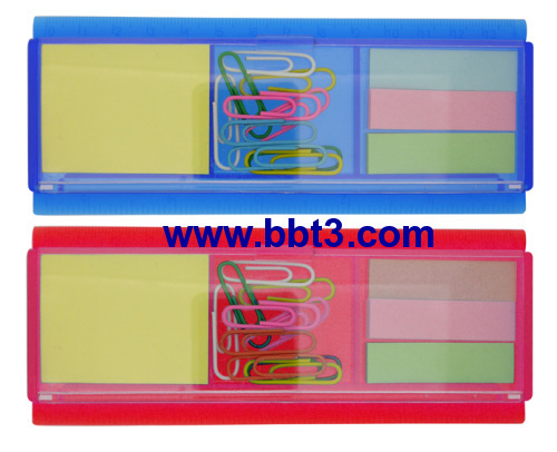 Promotional plastic box with sticky notes,clips and ruler