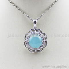 925 Silver Jewelry Silver Blue Topaz and Cubic Zircon Pendant