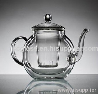 Heat Resistant Double Wall Borosilicate Glass Tea Pot Coffee Pot