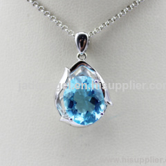 925 sterling silver jewelry blue topaz cubic zircon pendant