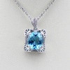 Sterling Silver Blue Topaz with Cubic Zircon Pendant