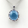 925 silver penant necklace oval dome cut blue topaz pendant