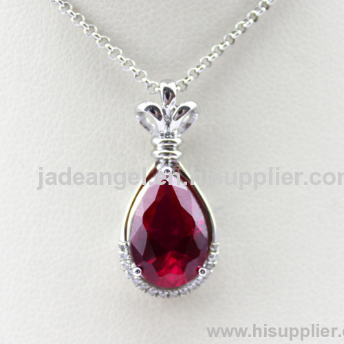 925 Sterling Silver Jewelry Created Ruby Pendant Jewelry