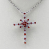 Red Cubic Zirconia Pendant.925 Silver Cross Pendant