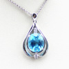 gemstone pendant,925 silver blue topaz cubic zircon pendant jewelry