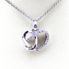 925 Sterling Silver Pave Created Diamonds Heart Pendant Jewelry