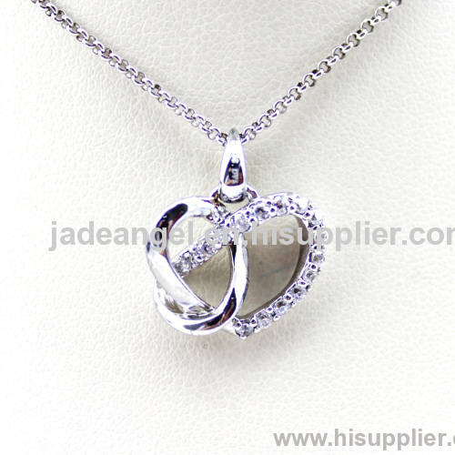 925 Sterling Silver Pave Created Diamonds Heart Pendant Jewelry