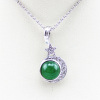 gemstone silver pendant.925 silver green jade and cubic zircona pendant charm