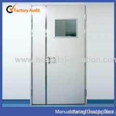 Operating room using automatic swing hospital door