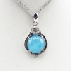 Sterling Silver Blue Jade and Clear Cubic Zircon Pendant Jewelry