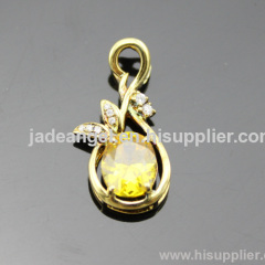 18K Yellow Gold Plated 925 Silver Citrine Cubic Zircon Pendant Jewelry