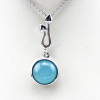 925 Silver Jewelry Blue Jade Gemstone Pendant