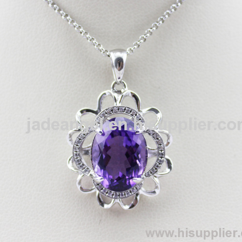 925 Sterling Silver Jewelry ,Created Amethyst Cubic Zircon Pendant