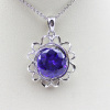 925 Sterling Silver Jewelry Created Amethyst Cubic Zircon Pendant Charm