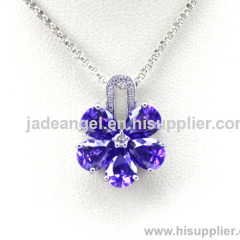 Sterling Silver Amethyst Cubic Zircon Pendant