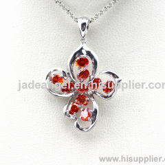 925 Silver Jewelry Created Garnet Cubic Zircon Pendant