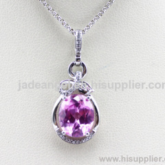 925 Sterling Silver Jewelry Pink Cubic Zircon Pendant