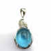 White Gold Plated 925 Silver Blue Topaz Cubic Zircon Pendant Jewelry