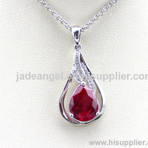 created ruby cubic zircon silver pendant jewelry