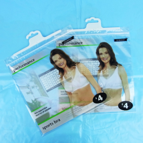 Clear zipper cloth plastic hanging hook bag