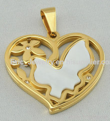 Fashion stainless steel heart bird pearl pendant