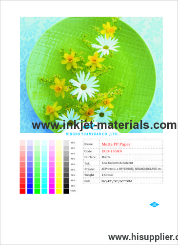 160mic Matte PP Paper for Eco-solvent&solvent