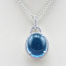 Created Blue Topaz and Clear Cubic Zircon 925 Silver Pendant