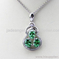 925 Sterling Silver Green Cubic Zircon Pendant Jewelry