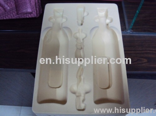 Plastic flocking blister packaging tray for bottle