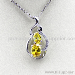 925 Sterling Silver Jewelry Yellow Cubic Zircon Pendant