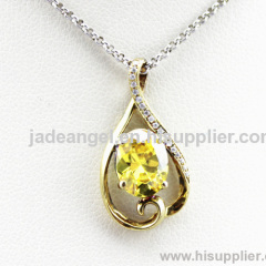 18K Yellow Gold Plated 925 Silver Yellow Cubic Zircon Pendant Jewelry