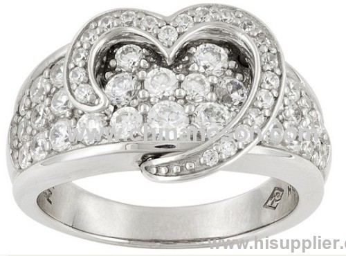 Heart shape brass CZ diamond ring