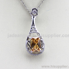 Sterling Silver Jewelry Created Citrine Cubic Zircon Pendant