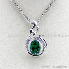 925 Sterling Silver Green Cubic Zircon Pendant Charm Jewelry