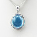 925 Silver Jewelry Oval Dome Cut Created Blue Topaz Charm Jewelry