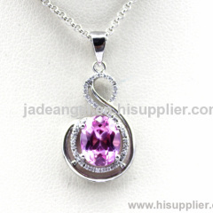 sterling silver pendant with pink cubic zircon jewelry