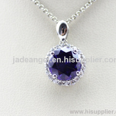 925 Silver Jewelry Created Amethyst Pendant Jewelry