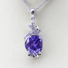Solid 925 Silver Pendant with Amethyst Cubic Zircon Jewelry