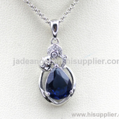 925 Silver Jewelry Created Sapphire Cubic Zircon Pendant